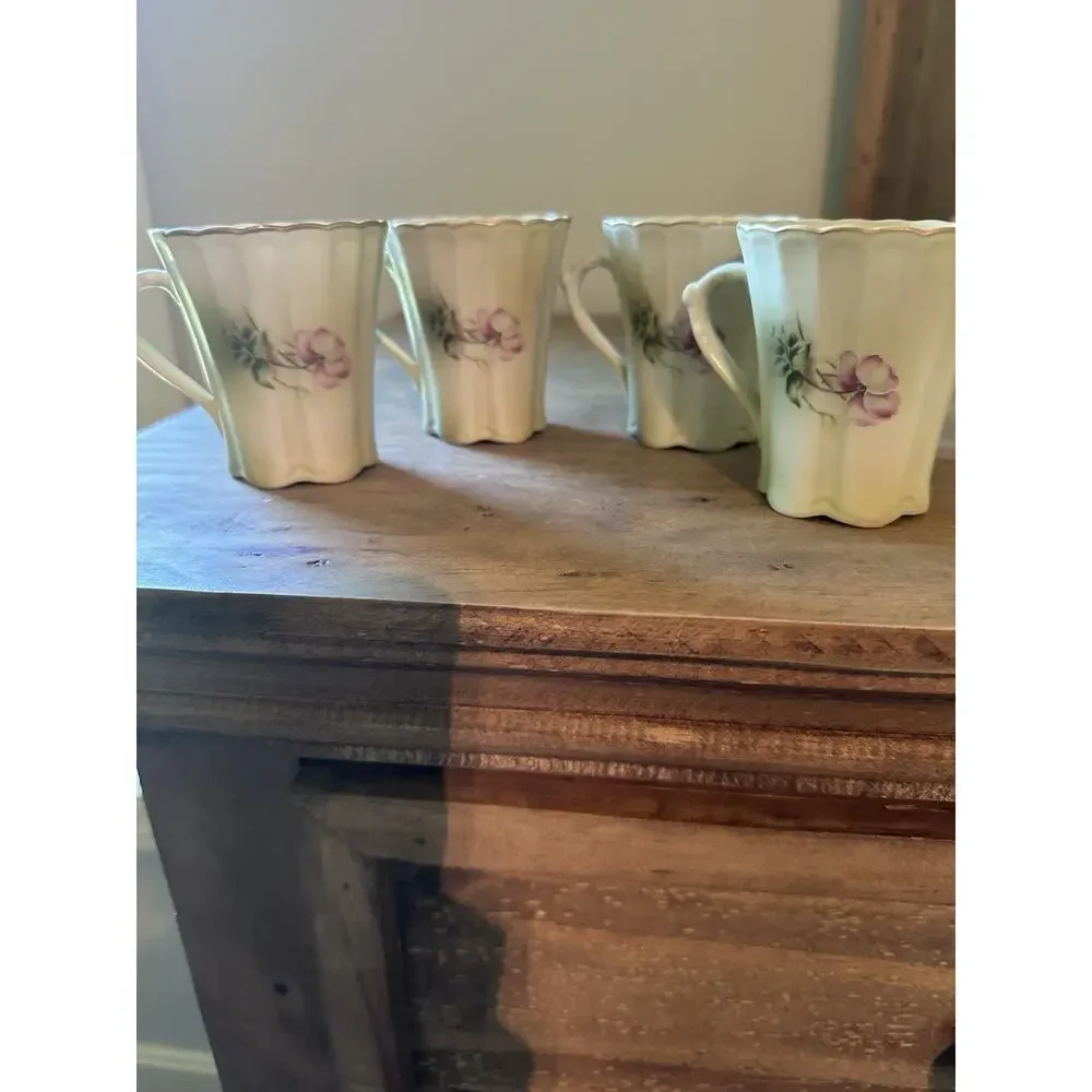 Antique Nippon Hand-Painted Dogwood Chocolate Coffee/Teapot Set with 4 cups
